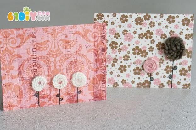 Handmade wool flower greeting card
