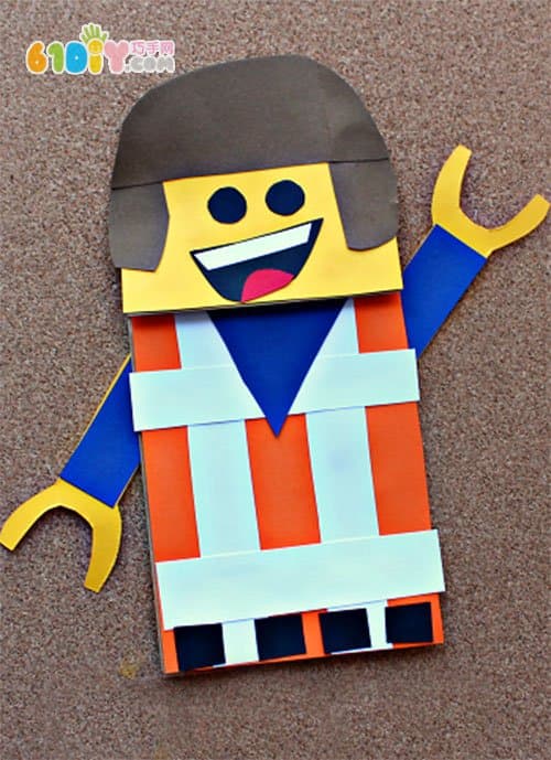 Children's paper bag handmade Lego small hand puppet