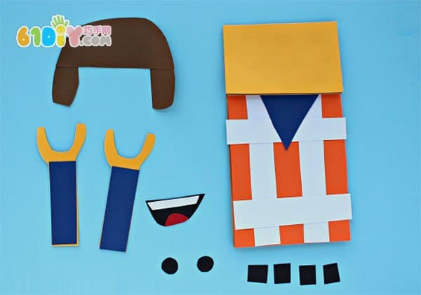 Children's paper bag handmade Lego small hand puppet