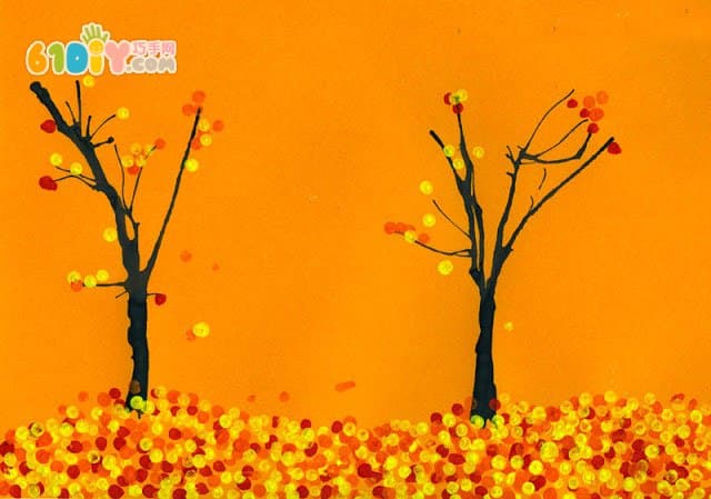 Children's autumn creative DIY 4 tree handmade
