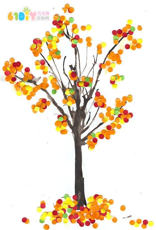 Children's autumn creative DIY 4 tree handmade