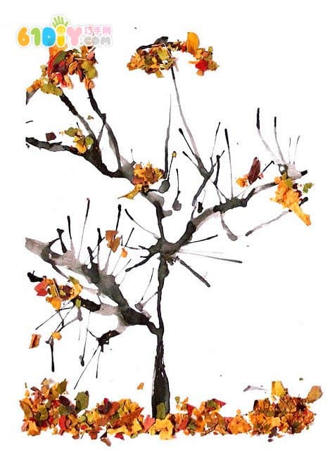 Children's autumn creative DIY 4 tree handmade