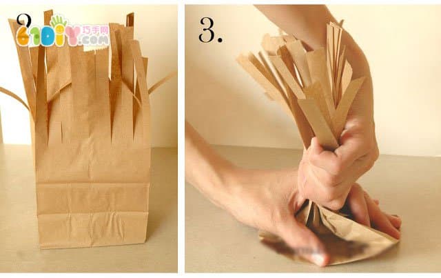 Children's autumn handmade paper bag tree
