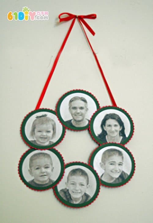 Children's handmade family portrait photo ornaments