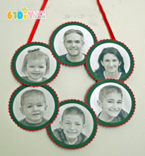 Children's handmade family portrait photo ornaments