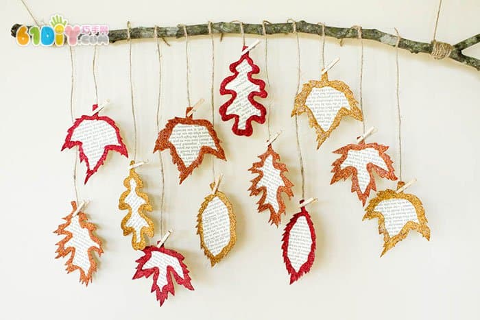 Shiny bright autumn leaf ornaments handmade