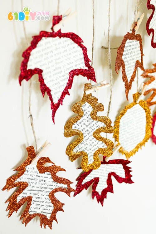 Shiny bright autumn leaf ornaments handmade