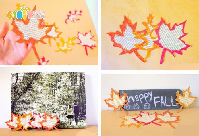 Shiny bright autumn leaf ornaments handmade