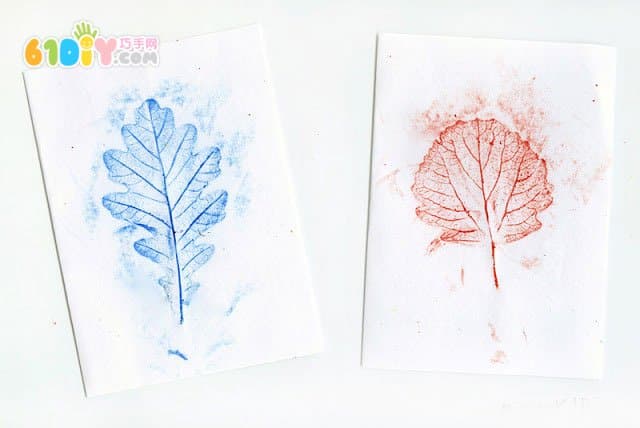 Children's autumn handmade crayon prints leaves