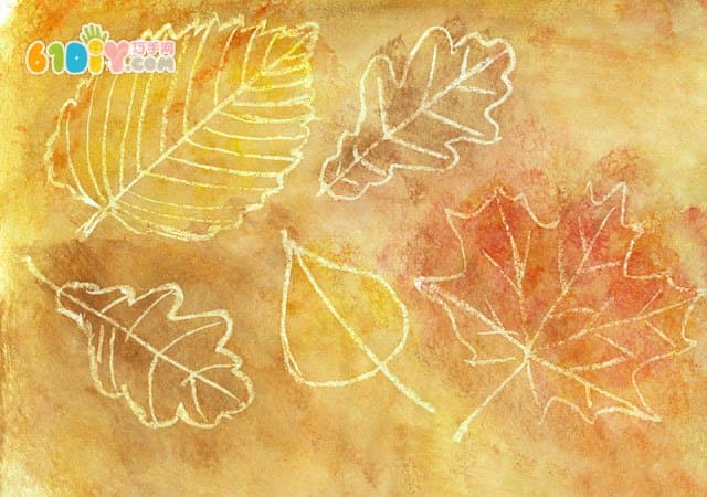 Children's autumn handmade crayon prints leaves