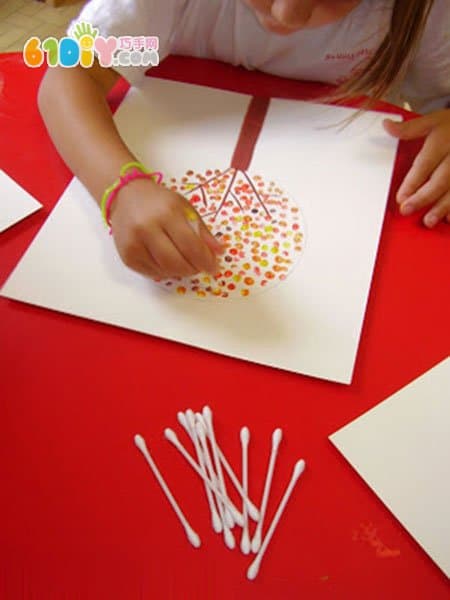 Child swab painting handmade autumn forest