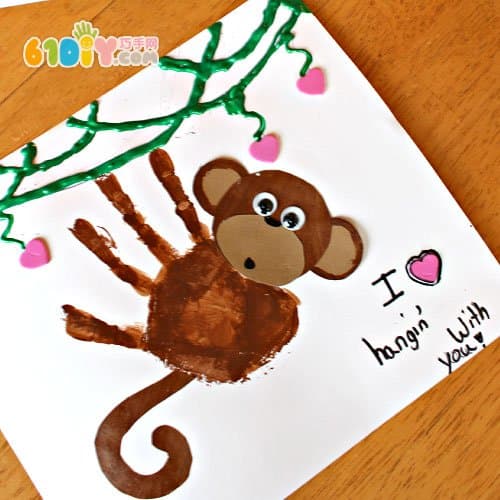 Creative children's handmade cute cartoon hand-printed monkey stickers