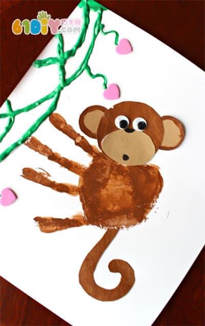 Creative children's handmade cute cartoon hand-printed monkey stickers