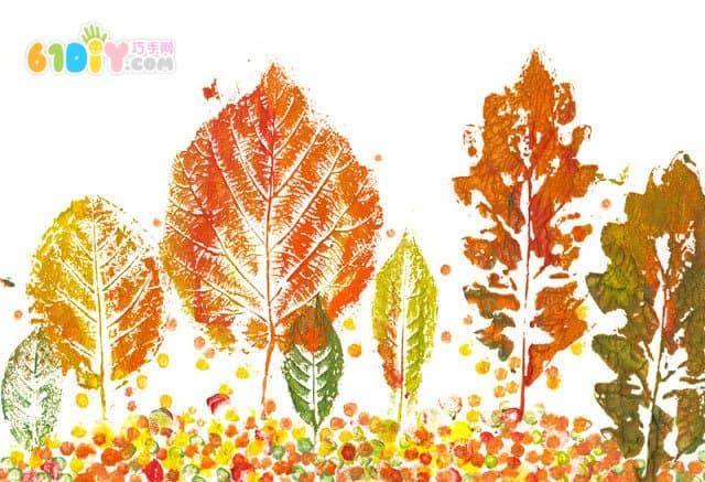 Leaves printed creative painting beautiful autumn