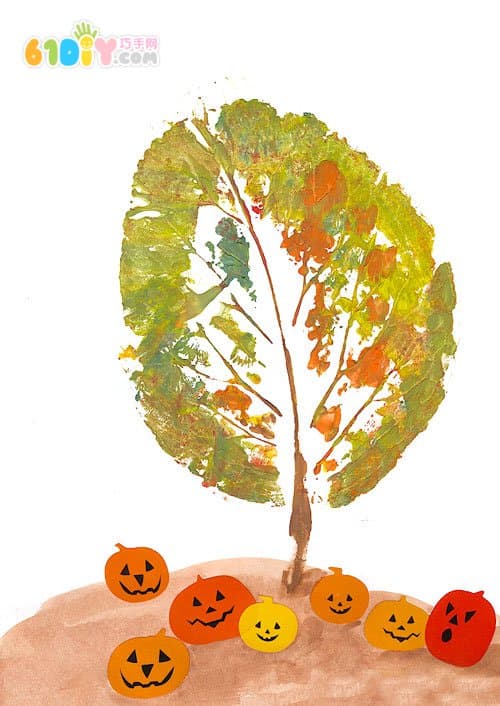 Leaves printed creative painting beautiful autumn