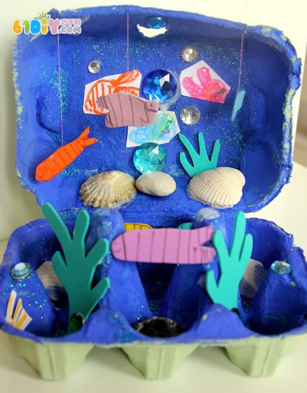 Egg box creative handcraft beautiful underwater world