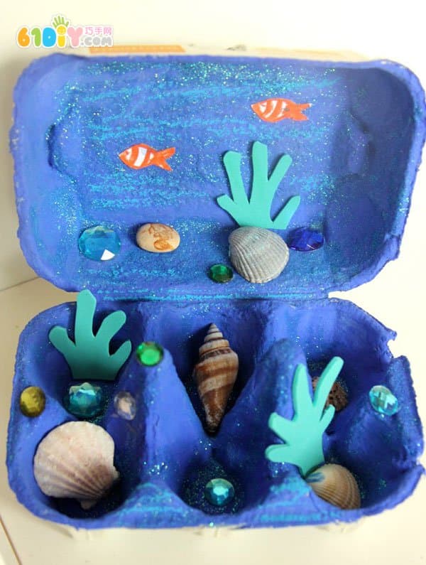 Egg box creative handcraft beautiful underwater world