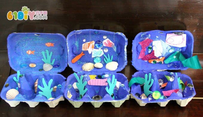 Egg box creative handcraft beautiful underwater world