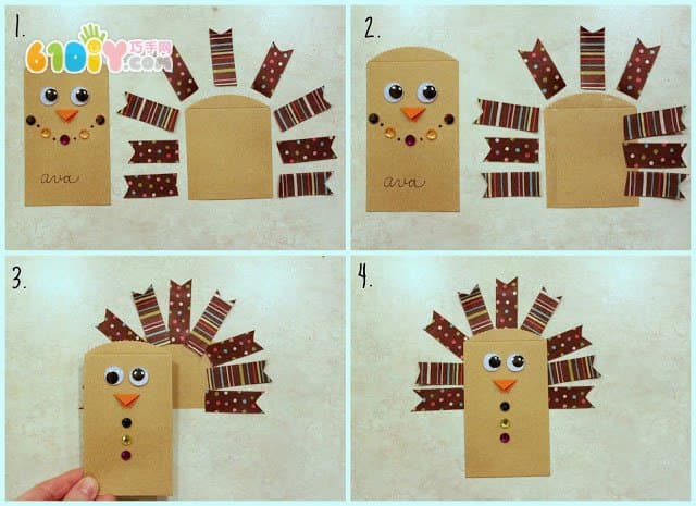 Envelope making thanksgiving decoration small turkey