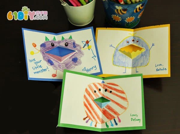 Make a big mouth monster card for Halloween