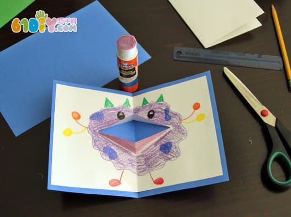 Make a big mouth monster card for Halloween