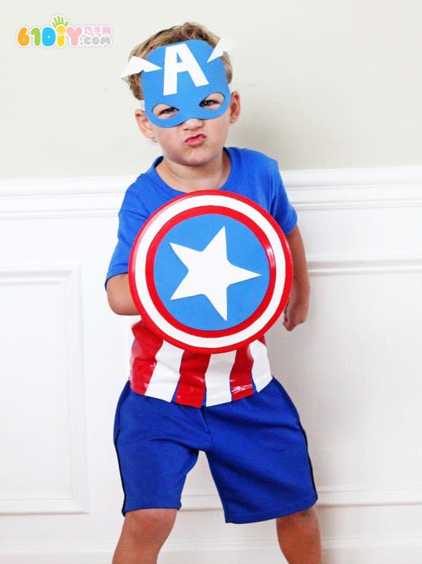 Halloween Little Boy Captain America Dress Up Costume Making