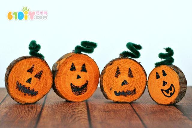Halloween children's handmade cute wood pumpkins