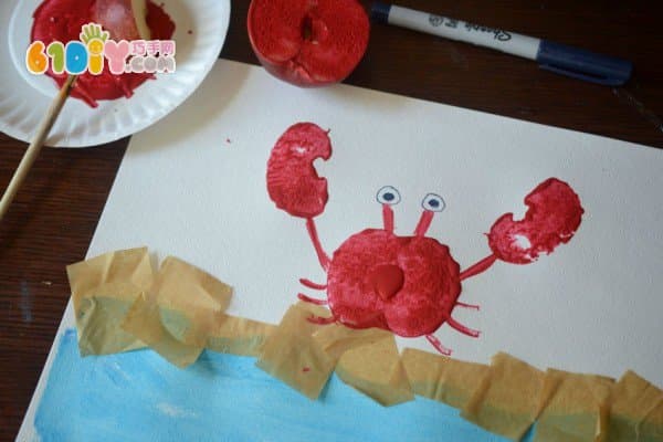 Children's creative DIY apple seal painting big crab