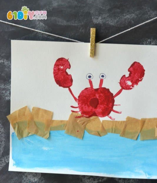 Children's creative DIY apple seal painting big crab
