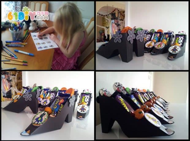 Halloween party witch shoes candy box handmade