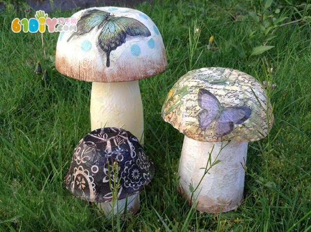 Waste DIY making garden decorative mushrooms