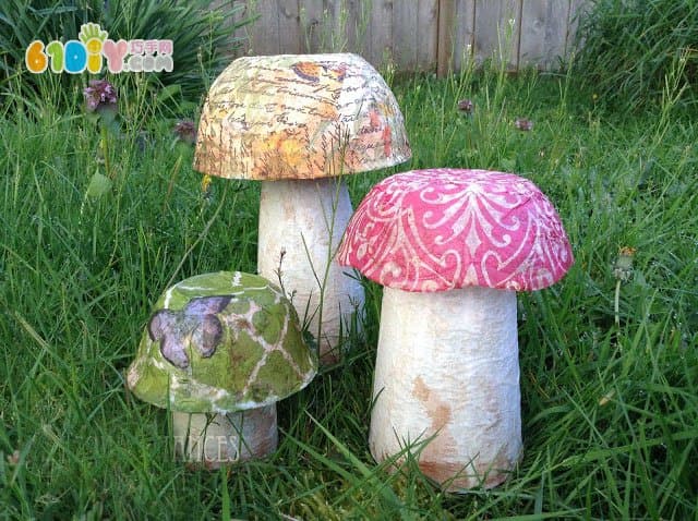 Waste DIY making garden decorative mushrooms