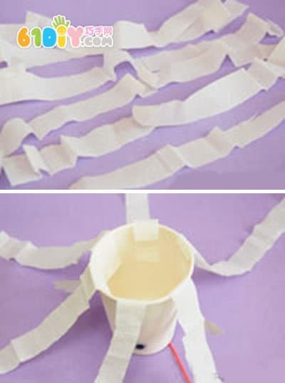 Halloween kindergarten handmade paper cup ghost ornaments