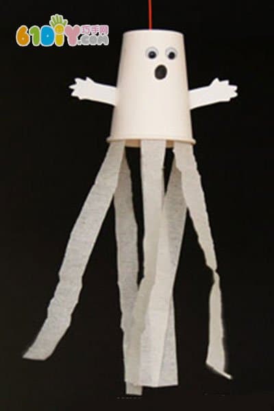 Halloween kindergarten handmade paper cup ghost ornaments