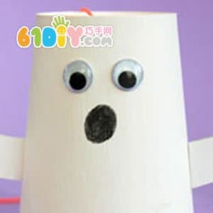 Halloween kindergarten handmade paper cup ghost ornaments