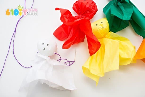 Children's DIY Halloween Rainbow Ghost Ornament