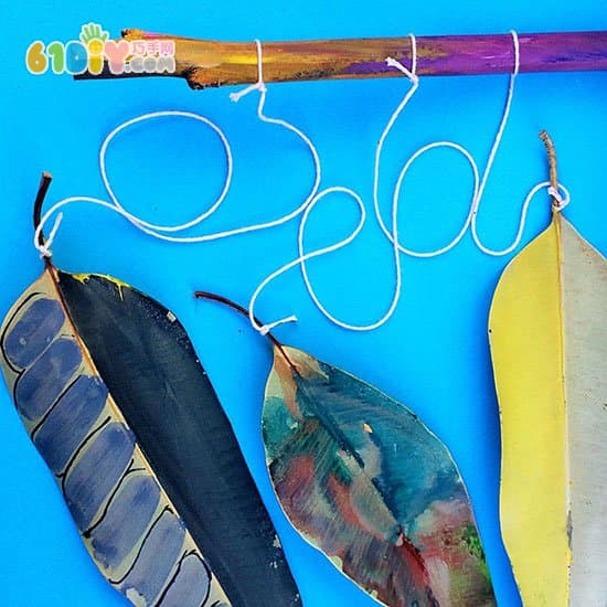 Children's handmade beautiful painted leaf ornaments