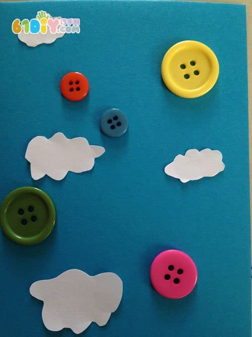 Buttons made by hand hot air balloon stickers, greeting card