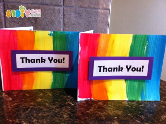 Children's handmade rainbow thanksgiving card