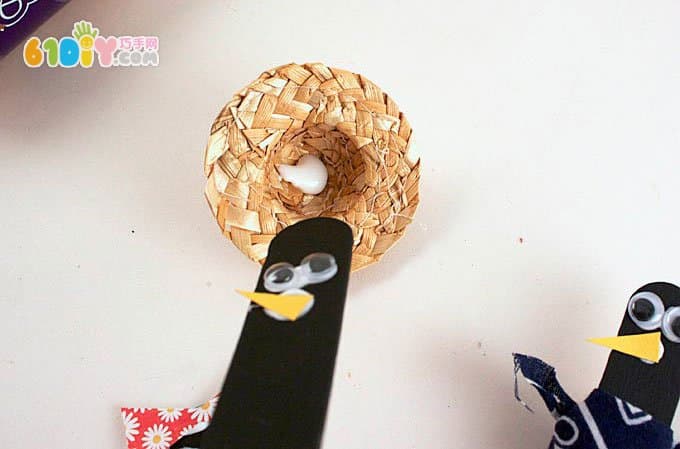 Ice cream stick creatively making three crows