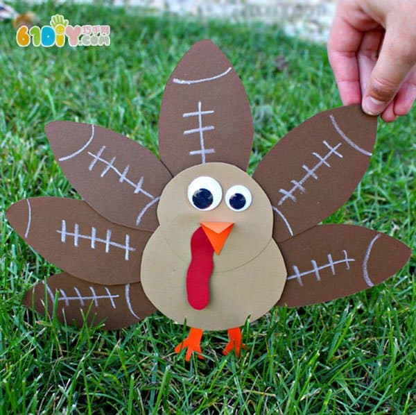 Cardboard handmade football turkey