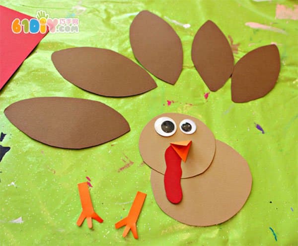 Cardboard handmade football turkey