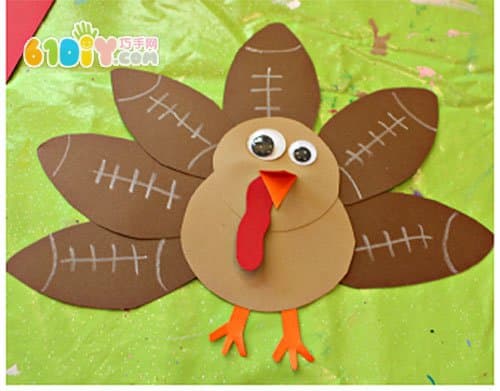 Cardboard handmade football turkey