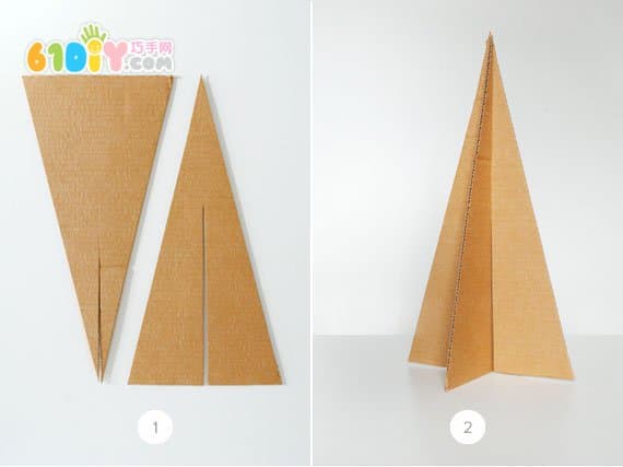 Children's handmade waste cardboard Christmas tree