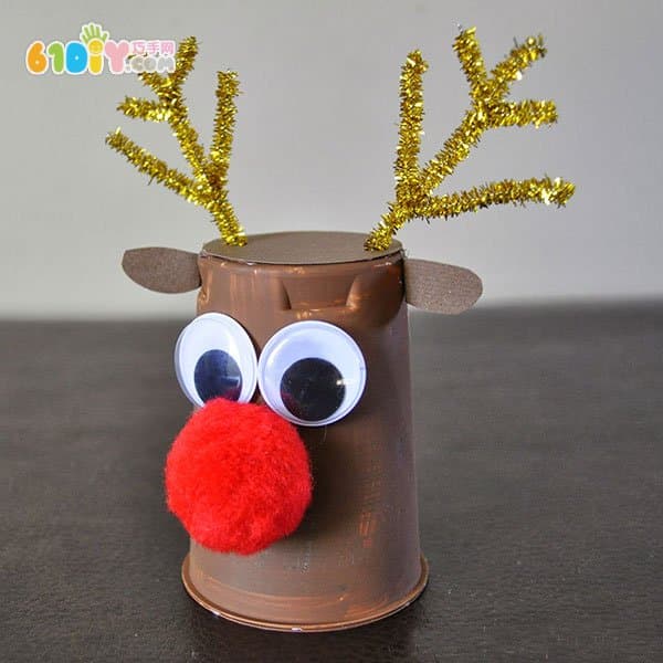 Children's handmade disposable cup DIY Christmas reindeer