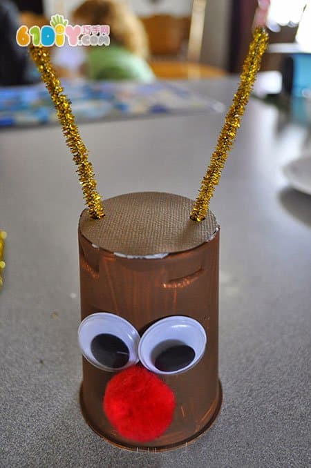 Children's handmade disposable cup DIY Christmas reindeer