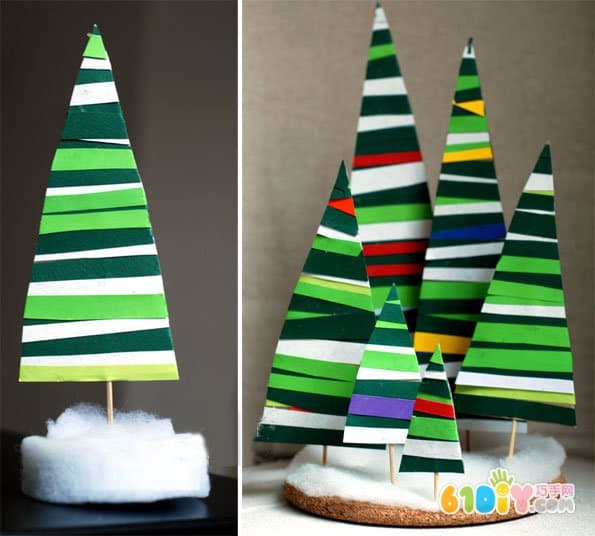 Children's Christmas handmade cardboard waste making Christmas tree