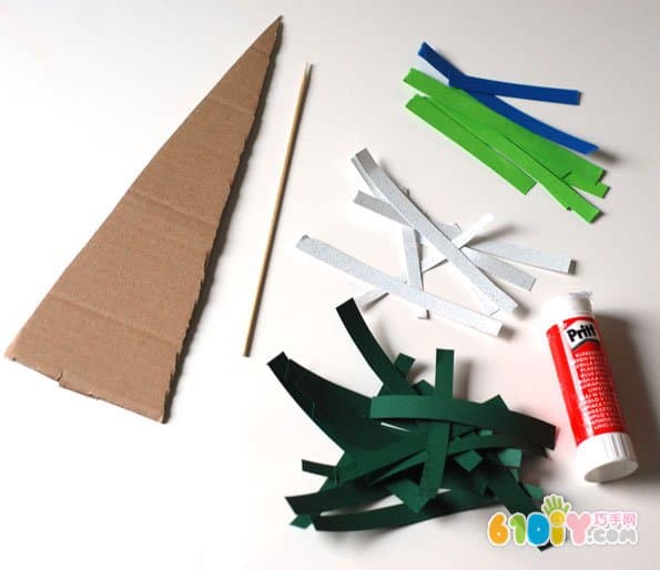 Children's Christmas handmade cardboard waste making Christmas tree