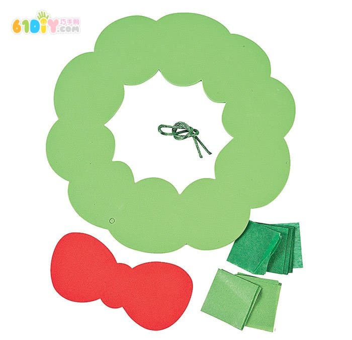 Children's handmade crepe paper Christmas wreath ornaments