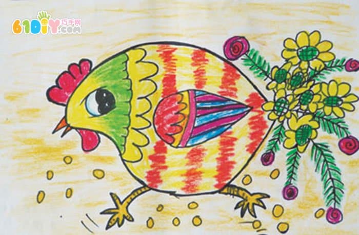 Rooster child painting picture